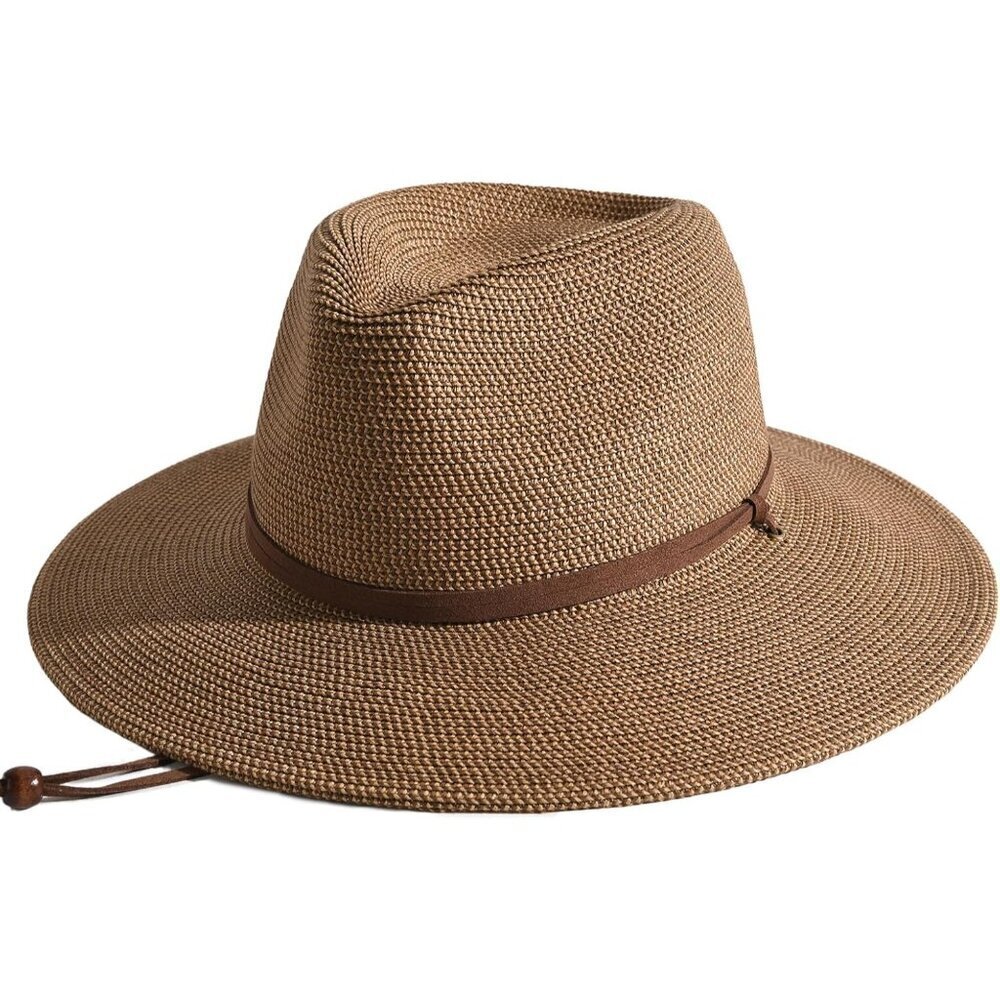 Women's Wide Brim Straw Sun Hat UPF 80+ Beach Fashion Fedora for Outdoor